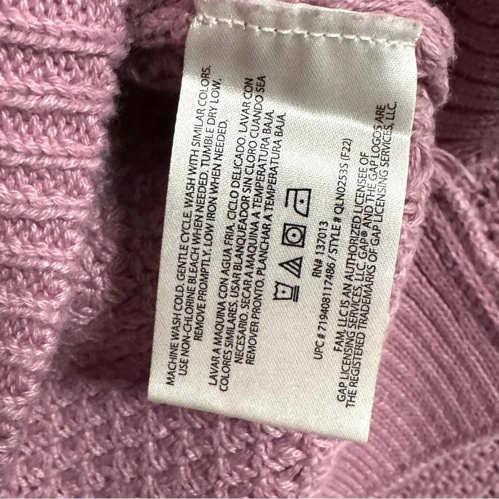 GAP Raglan Sleeve Textured Crewneck Sweater Mauve Lavender Purple Size Medium - Picture 7 of 8